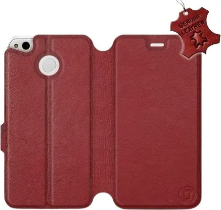 Kryt na mobil Flip púzdro na mobil Xiaomi Redmi 4X - Tmavo červené - kožené - Dark Red Leather