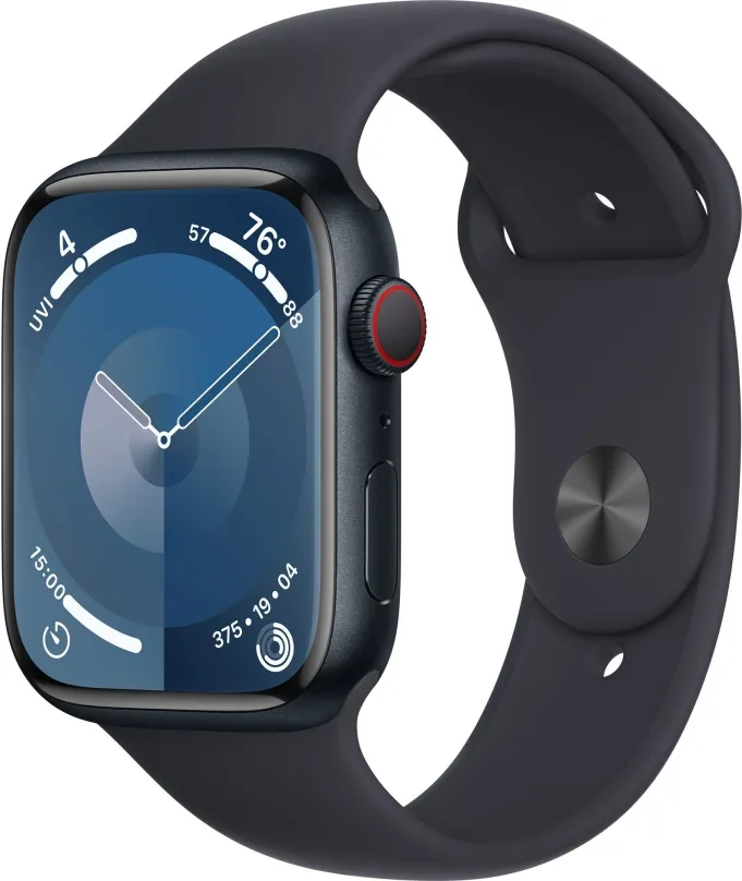 Chytré hodinky Apple Watch Series 9 45mm Cellular Temne atramentový hliník s temne atramentovým remienkom - S/M