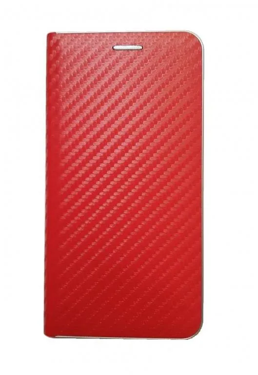 Púzdro na mobil R2Invest Kožené púzdro CARBON pre LG K40 - červené