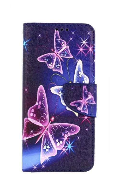 Puzdro na mobil TopQ Realme 8 knižkové Modré s motýlikmi 60038