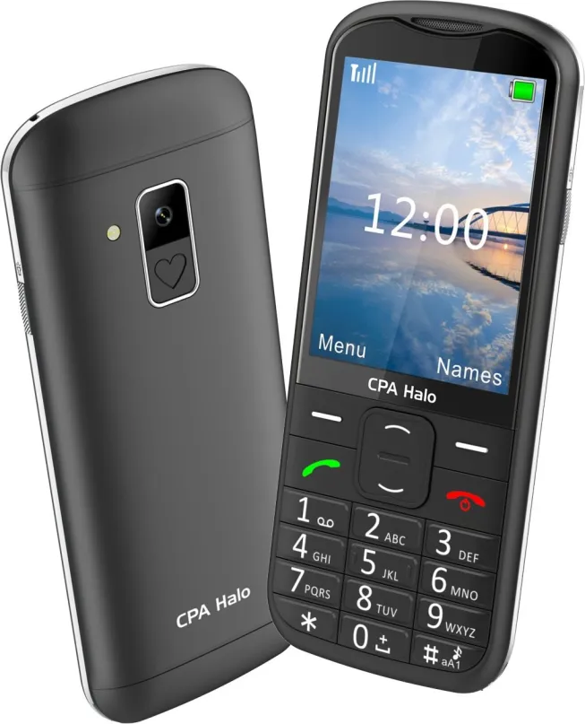 Mobilný telefón CPA Halo 28 Senior čierny s nabíjacím stojanom
