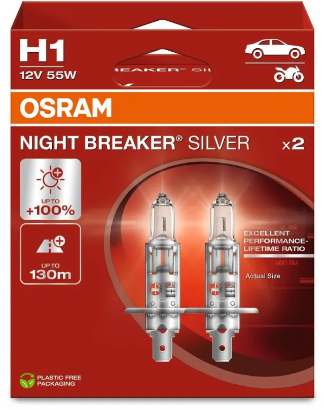 Autožiarovka OSRAM H1 Night Breaker SILVER + 100%, 2ks