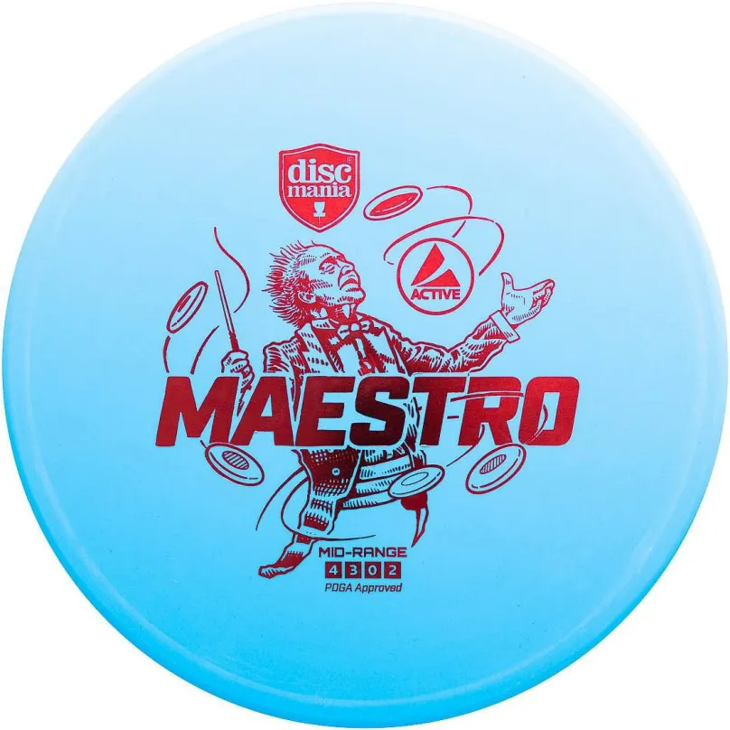 Frisbee Discmania Active Maestro Blue, s trajektóriou smerom doľava, modrá farba, s prieme