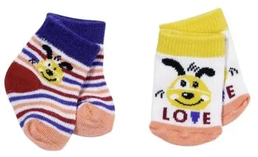 Oblečenie pre bábiky BABY born Ponožky - bielo-žlté a pruhované, so psíkom