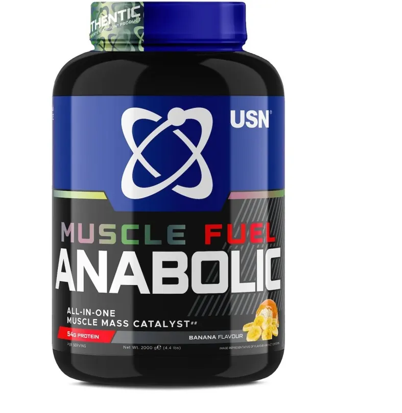 Gainer USN Muscle Fuel Anabolic, 2000g, banán, energetická hodnota 383,60 kcal/100 g