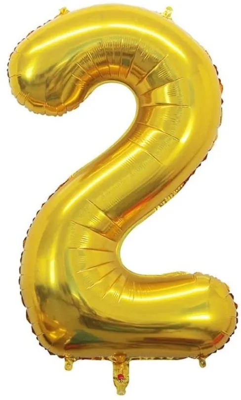 Balóniky Atomia fóliový balón narodeninové číslo 2, zlatý 102 cm