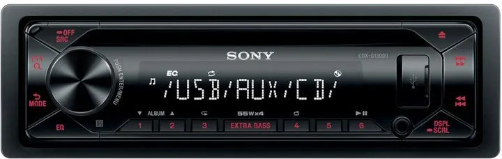 Autorádio Sony CDX-G1300U, s CD mechanikou, výkon zosilňovača 4×55 W, veľkosť 1 DIN, FM/AM