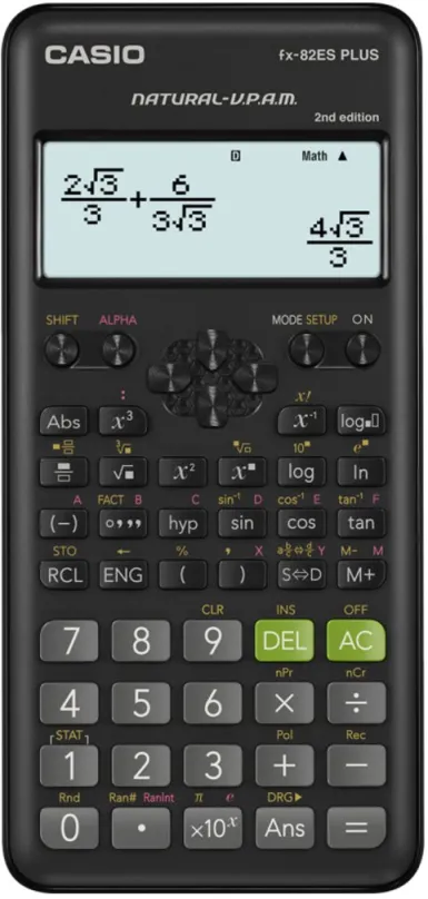 Kalkulačka CASIO FX 82 ES PLUS 2E, vedecká k maturite, batériové napájanie, bodový displej