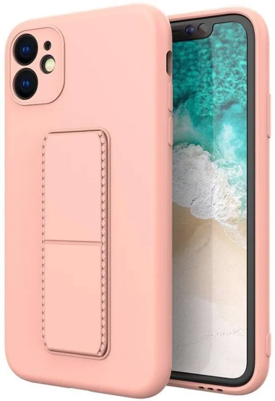 Kryt na mobil Kickstand silikónový kryt na iPhone 11 Pro, ružový