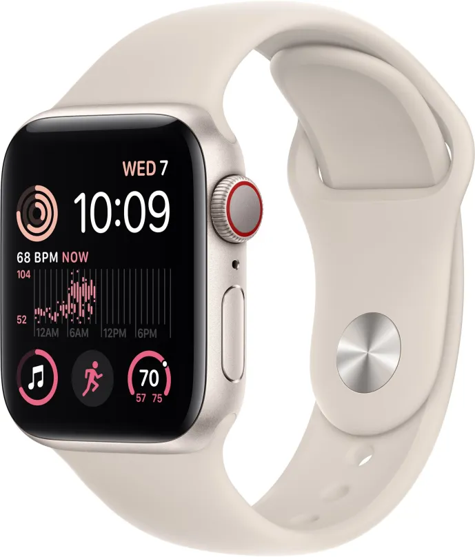 Chytré hodinky Apple Watch SE (2022) 40mm Cellular Hviezdne biely hliník s hviezdne bielym športovým remienkom