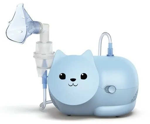 Inhalátor OMRON Nami Cat C303K, modrý, kompresorový a detský, nebulizačný výkon 0,35 ml/m