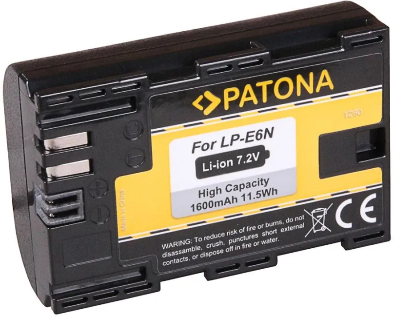 Batéria pre fotoaparát PATONA pre Canon LP-E6/LP-E6N 1600mAh Li-Ion 7,2V