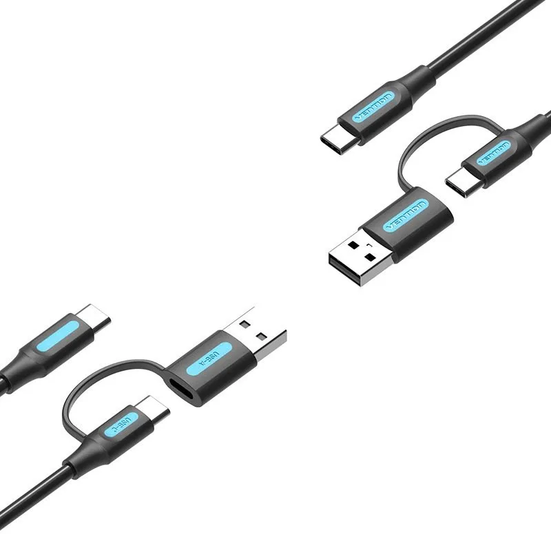 Dátový kábel Vention USB-C a USB-A do USB-C Cable 0.5M Black PVC Type