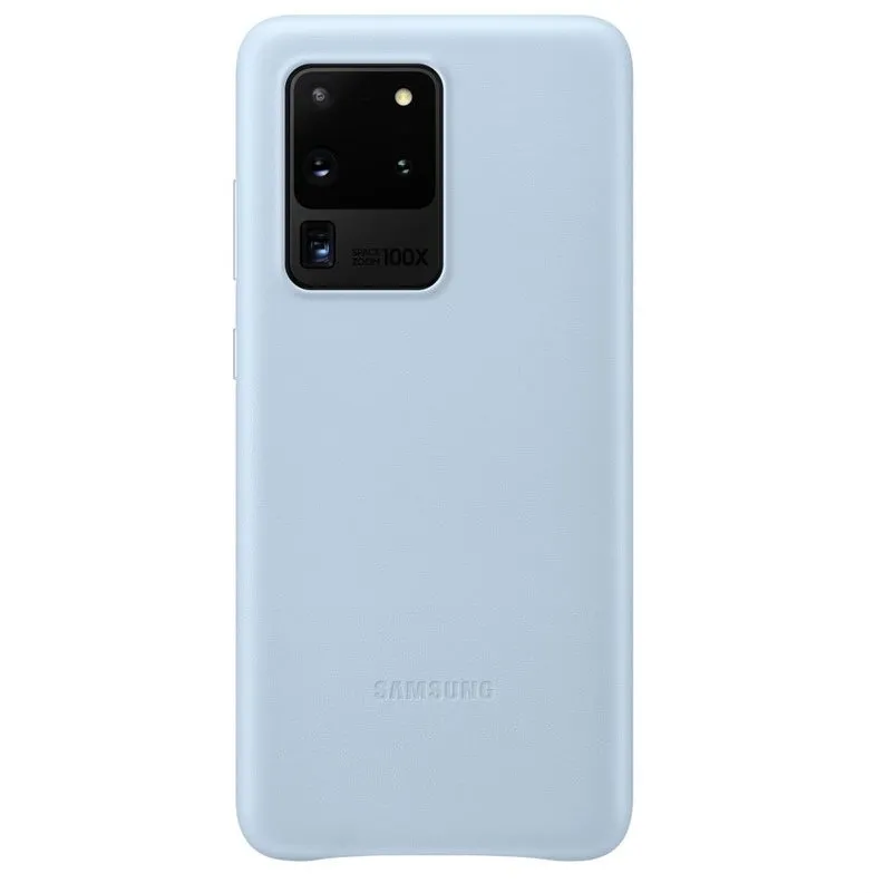 Kryt na mobil Samsung Kožený zadný kryt pre Galaxy S20 Ultra modrý