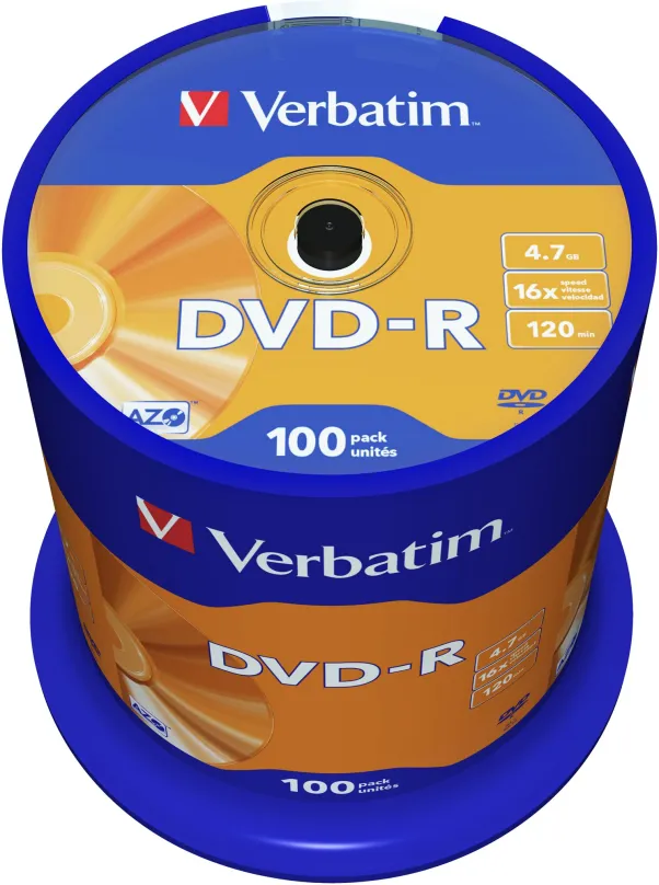 Médiá VERBATIM DVD-R AZO 4,7 GB, 16x, spindle 100 ks