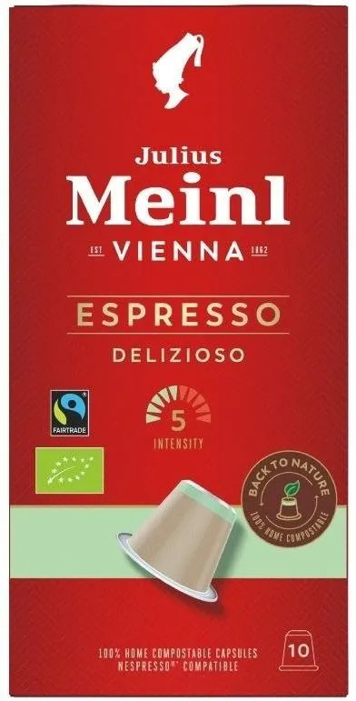Kávové kapsule Julius Meinl Nespresso kompostovateľné kapsule Espresso Delizioso (10x 5.6 g/box)