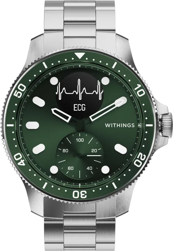 Chytré hodinky Withings Scanwatch Horizon 43mm - Green, pánske, OLED displej, meranie tepu