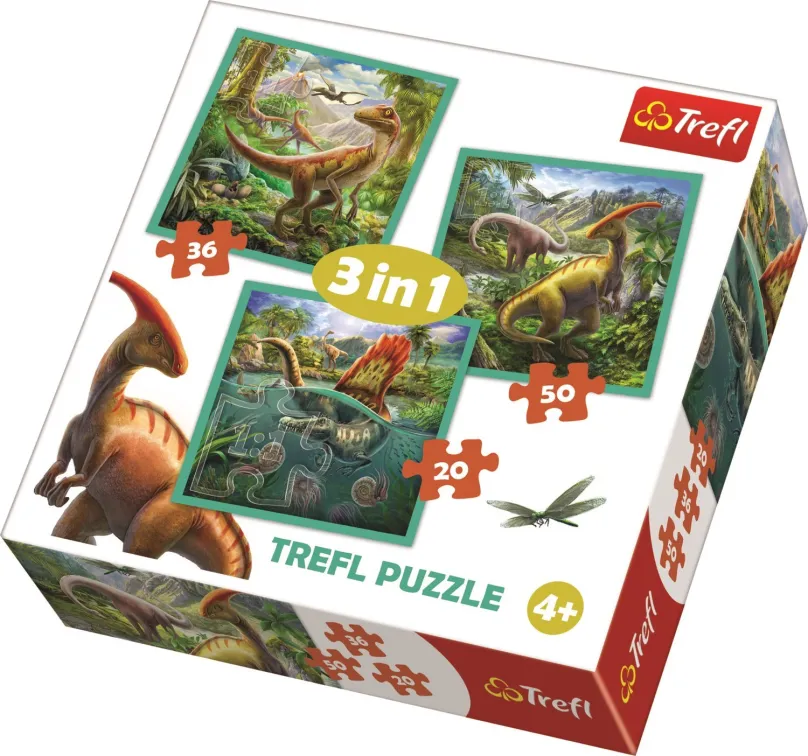 Puzzle Trefl Puzzle Neobyčajný svet dinosaurov 3v1 (20,36,50 dielikov)
