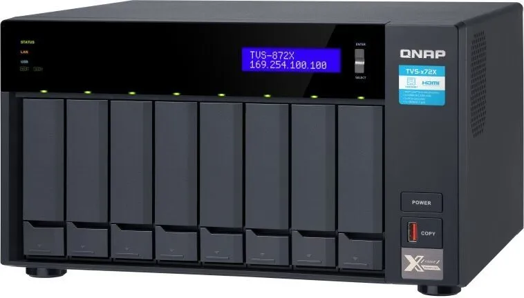 NAS QNAP TVS-872X-i3-8G, 8x, CPU Intel Core i3-8100T 3,1 GHz, 8 GB DDR4 (max. 64 GB), 3 x