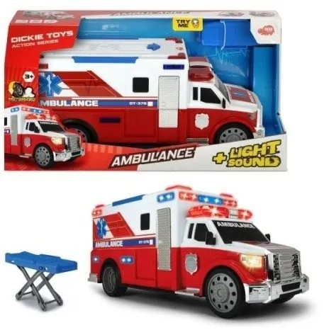 Auto Dickie AS Ambulance 33cm, vhodné pre deti od 3 rokov, dĺžka autíčka je 33 cm, vydáva