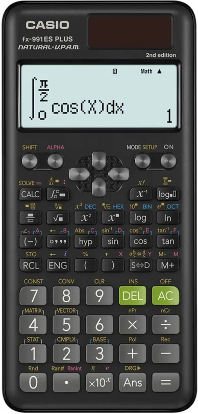 Kalkulačka CASIO FX 991 ES PLUS 2E, vedecká, solárne aj batériové napájanie, bodový disple