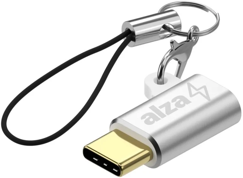 Redukcia AlzaPower Keychain USB-C (M) na Micro USB (F) strieborná