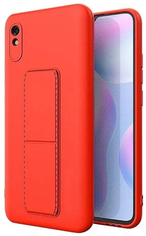 Kryt na mobil Kickstand silikónový kryt na Xiaomi Redmi 9A, červený
