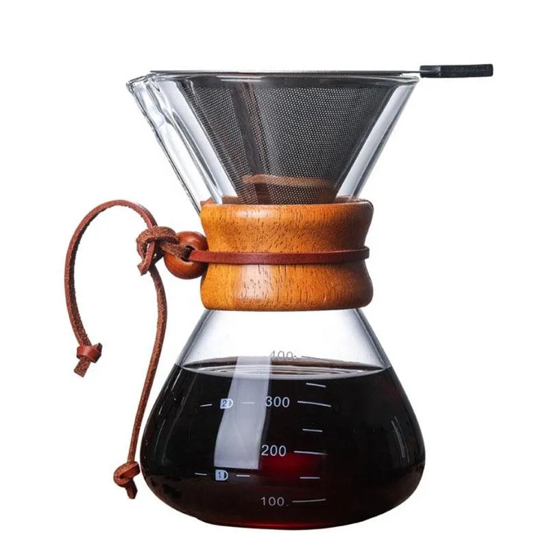 Prekvapkávač ECOCOFFEE Chemex s nerezovým filtrom, 400 ml