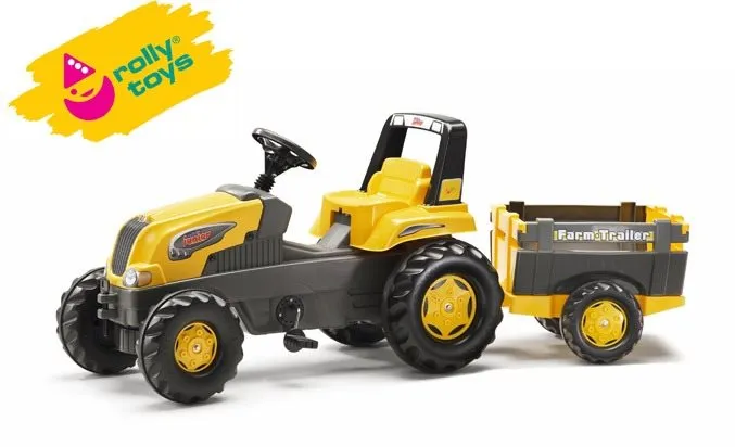 Šliapací traktor Rolly Toys šliapací traktor Rolly Junior s Farm vlečkou žltý