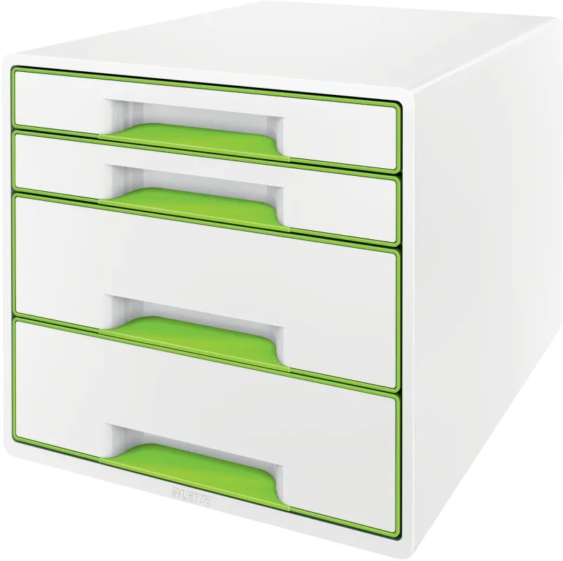 Zásuvkový box LEITZ WOW CUBE zelený, na kancelárske potreby, 4 zásuvky.