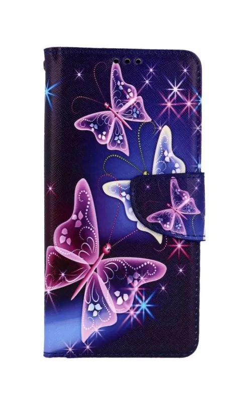 Puzdro na mobil TopQ Realme 8 5G knižkové Modré s motýlikmi 67558