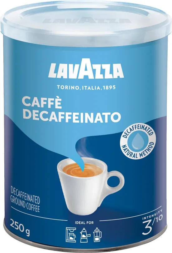 Káva Lavazza Decaffeinato, mletá, 250g, mletá, bez kofeínu,