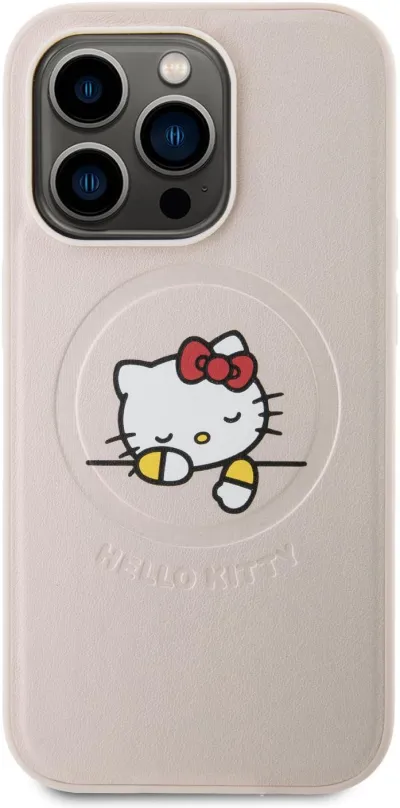Kryt na mobil Hello Kitty PU Kitty Asleep Logo MagSafe Zadný Kryt pre iPhone 15 Pro Pink