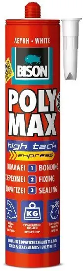 Lepidlo BISON POLY MAX high tack express 425 g, montážne, zaistí pružný typ spoja, univer