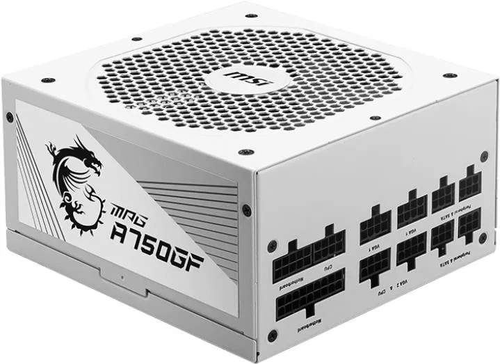 Počítačový zdroj MSI MPG A750GF White, 750W, ATX, 80 PLUS Gold, účinnosť 90%, 4 ks PCIe (8