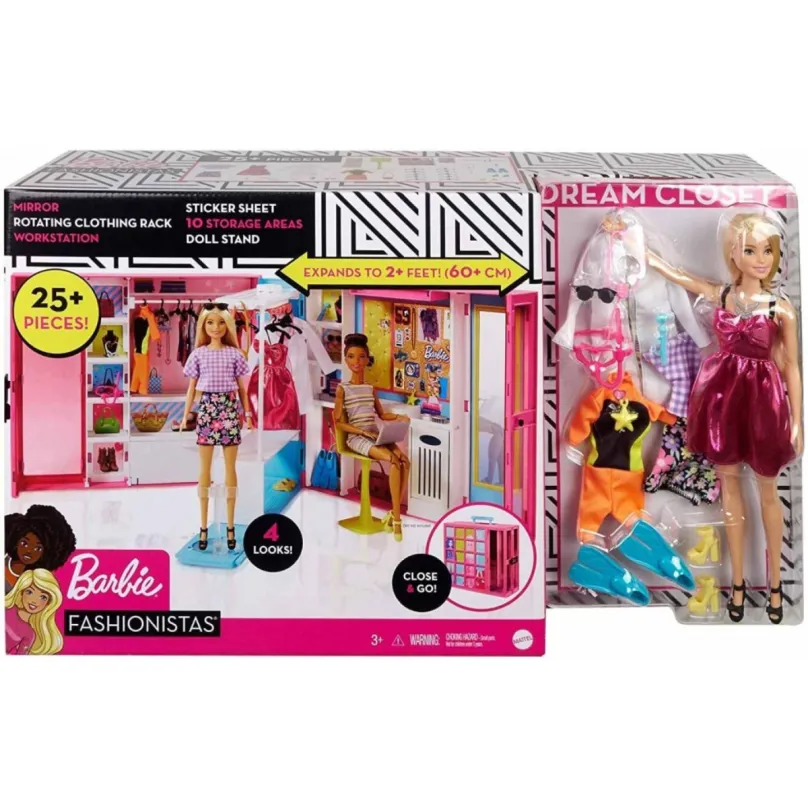 Mattel Barbie Šatník snov s bábikou, GBK10