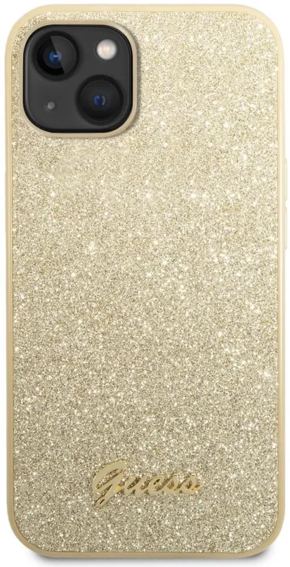 Kryt pre mobil Guess PC/TPU Glitter Flakes Metal Logo Zadný Kryt pre iPhone 14 Plus Gold