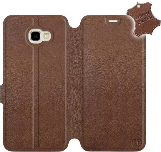 Kryt na mobil Flip puzdro na mobil Samsung Galaxy J4 Plus 2018 - Hnedé - kožené - Brown Leather