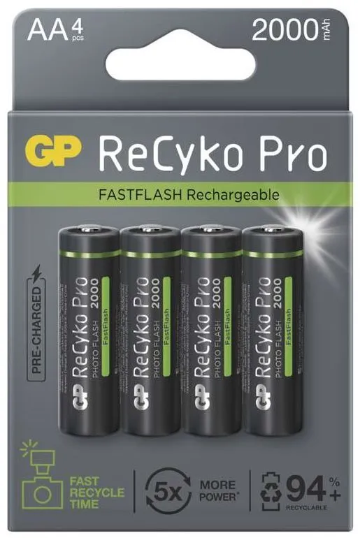 Nabíjacie batérie GP ReCyko Pre Photo Flash AA (HR6), 4 ks