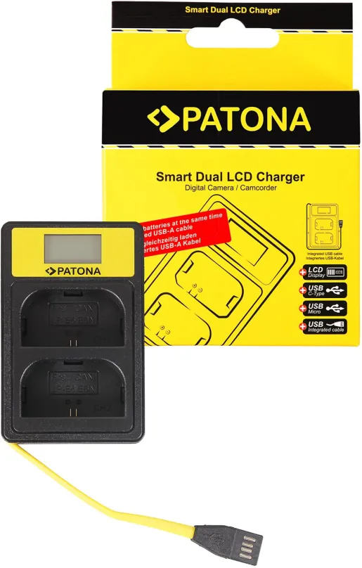 Nabíjačka akumulátorov Paton pre Dual Canon LP-E6 s LCD, USB