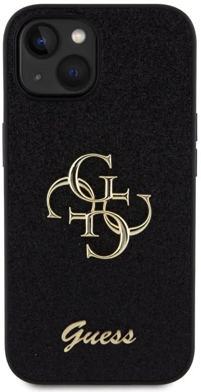 Kryt na mobil Guess PU Fixed Glitter 4G Metal Logo Zadný Kryt pre iPhone 13 Black