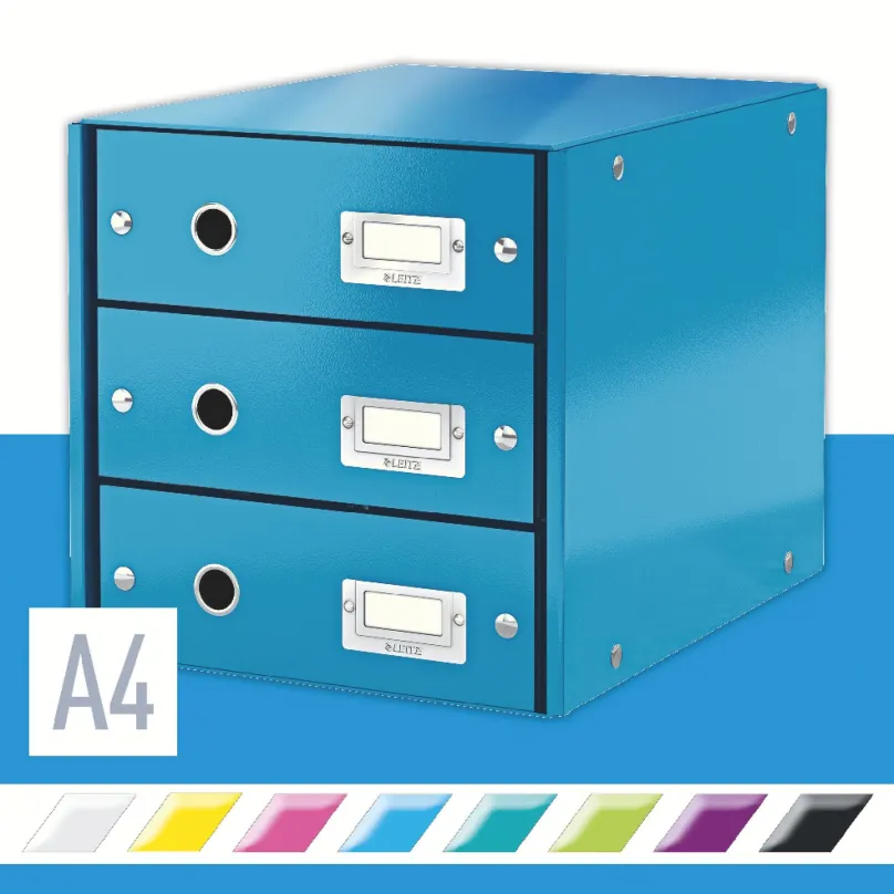 Zásuvkový box LEITZ Click & Store WOW, 3dielny, modrý