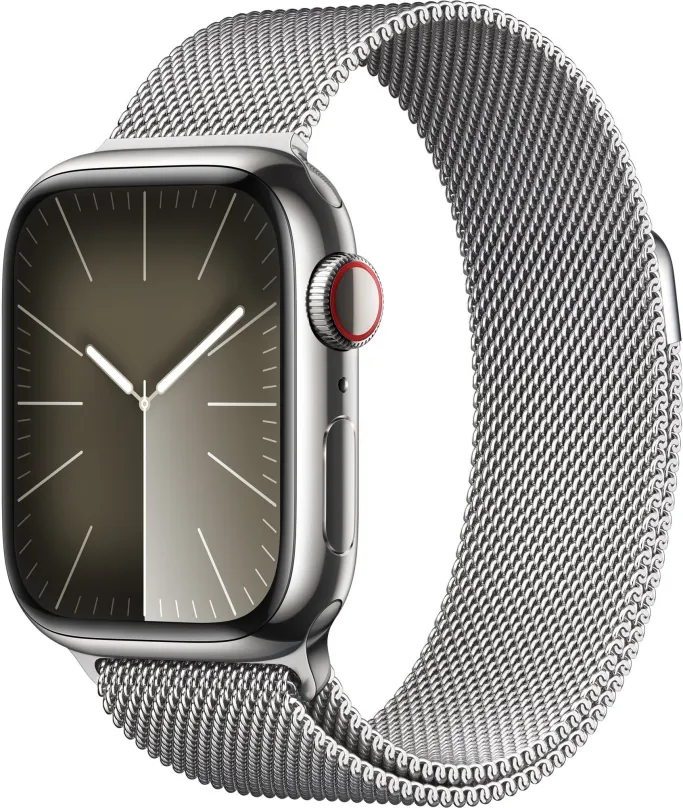 Chytré hodinky Apple Watch Series 9 41mm Cellular Strieborný nerez so strieborným milánskym ťahom