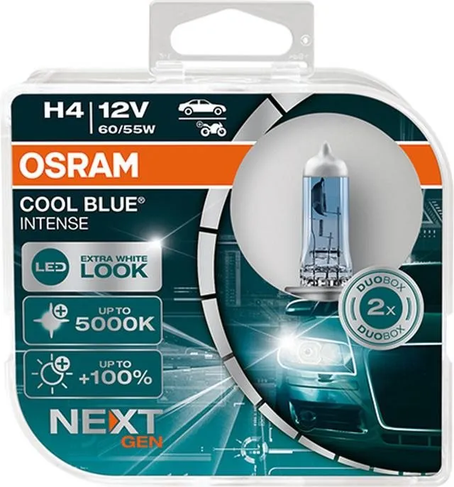 Autožiarovka OSRAM H4 Cool Blue Intense Next Generation, 12V, 60/55W, P43t, Duobox