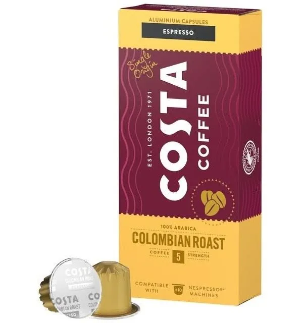Kávové kapsule Costa Coffee Colombia 100% Arabica Espresso 10 kapsúl