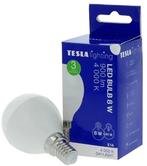 LED žiarovka TESLA LED žiarovka miniglobe BULB E14, 8W, denná biela