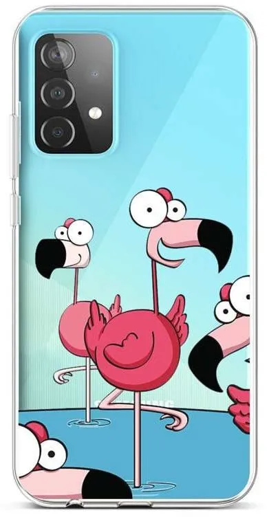 Kryt na mobil TopQ Samsung A52 silikón Cartoon Flamingos 57404