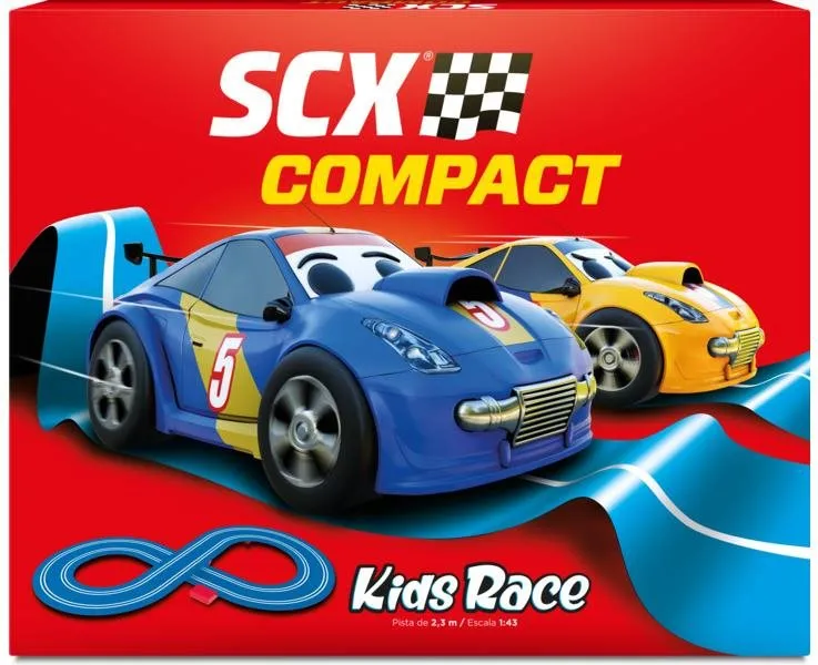 Autodráha SCX Compact Kids Race, svietiaca, dĺžka trate 230 cm, 2 trate na dráhe, merítko