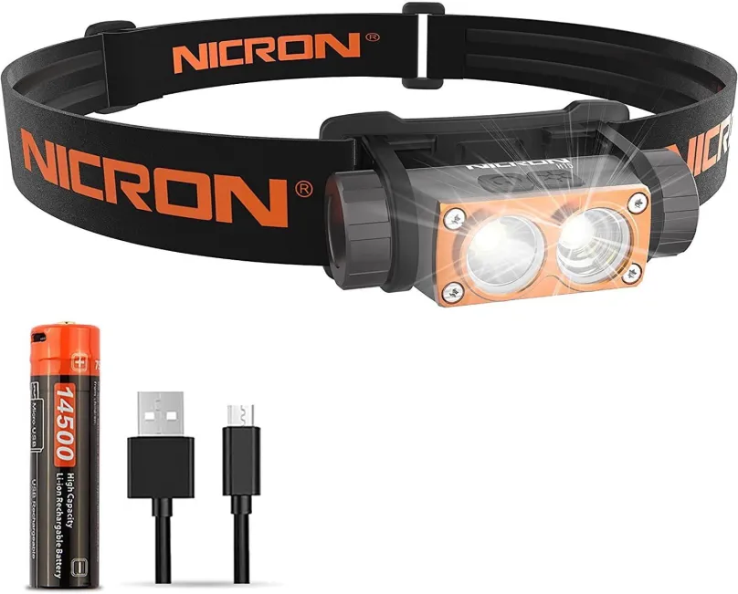 Čelovka Nicron H15, so svetelným výkonom 450 lm, dosvit 89 m, 1 x LED dióda, maximálny čas