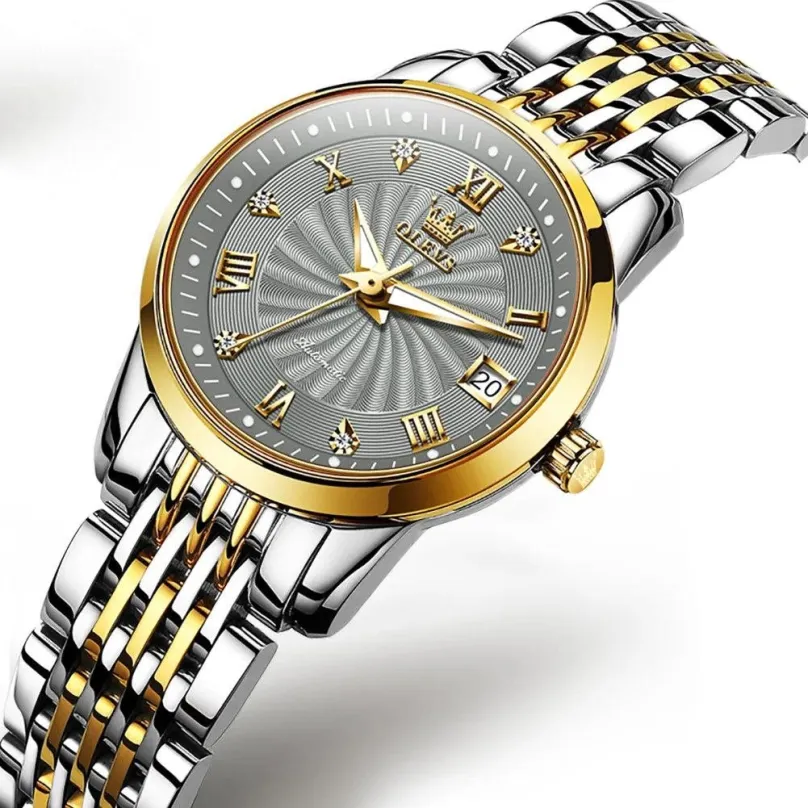 Dámske hodinky OLEVS Grey Spiral 6630